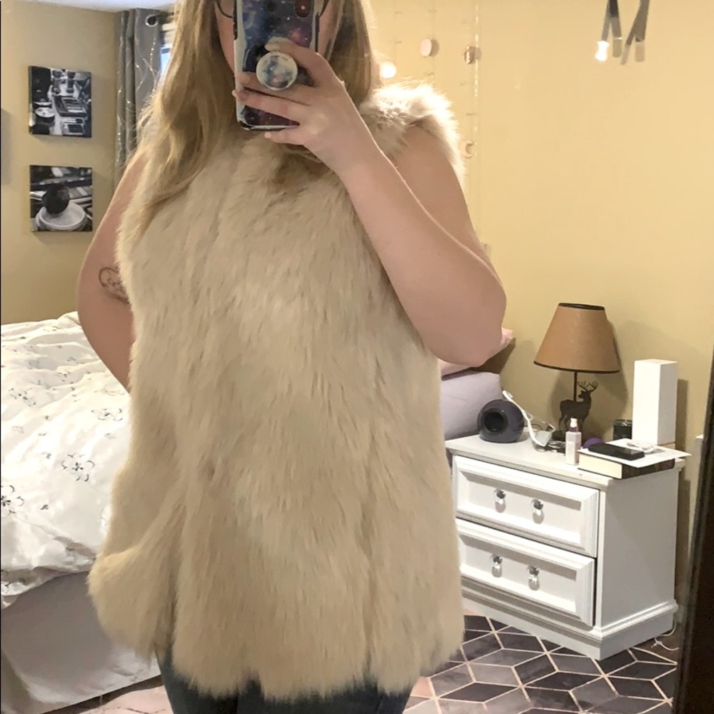 GAP pink faux fur vest